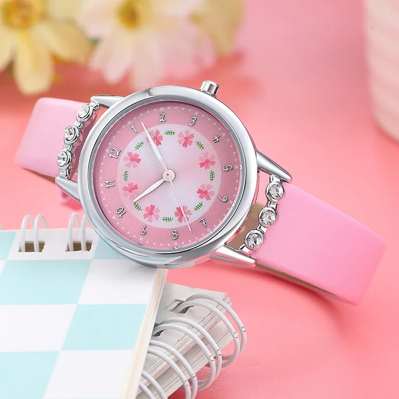 On Sale Children Watch Girls Kids Clock Montre Enfant Cartoon Fashion Cute Diamond Flower Princess 3BjWV765B