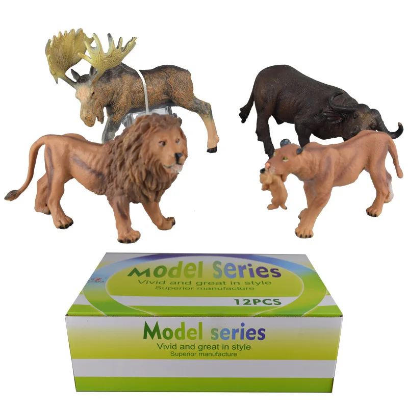New Products Animal Model Africa Wild Forest Animal Picture Lion Bison Snow Deer Model Ornaments