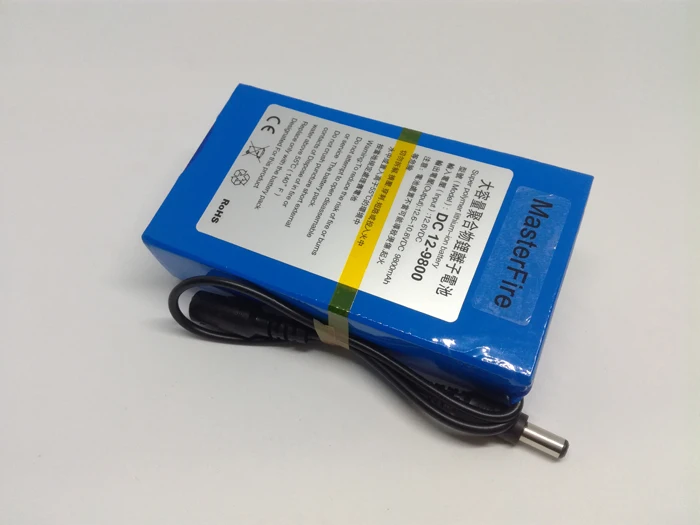 20 компл./лот MasterFire DC 12V 9800mah Супер полимерные литиево-ионные Батарея Перезаряжаемые батарейный блок для DC камера видеонаблюдения 12-9800