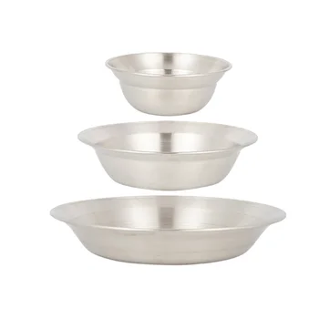 

1 Set of 4PCS Stainless Steel Dish Bowl Bake Roasting Pan Outdoor Camping Bowl Dish Household Utensils for Home Store Picnic (Si