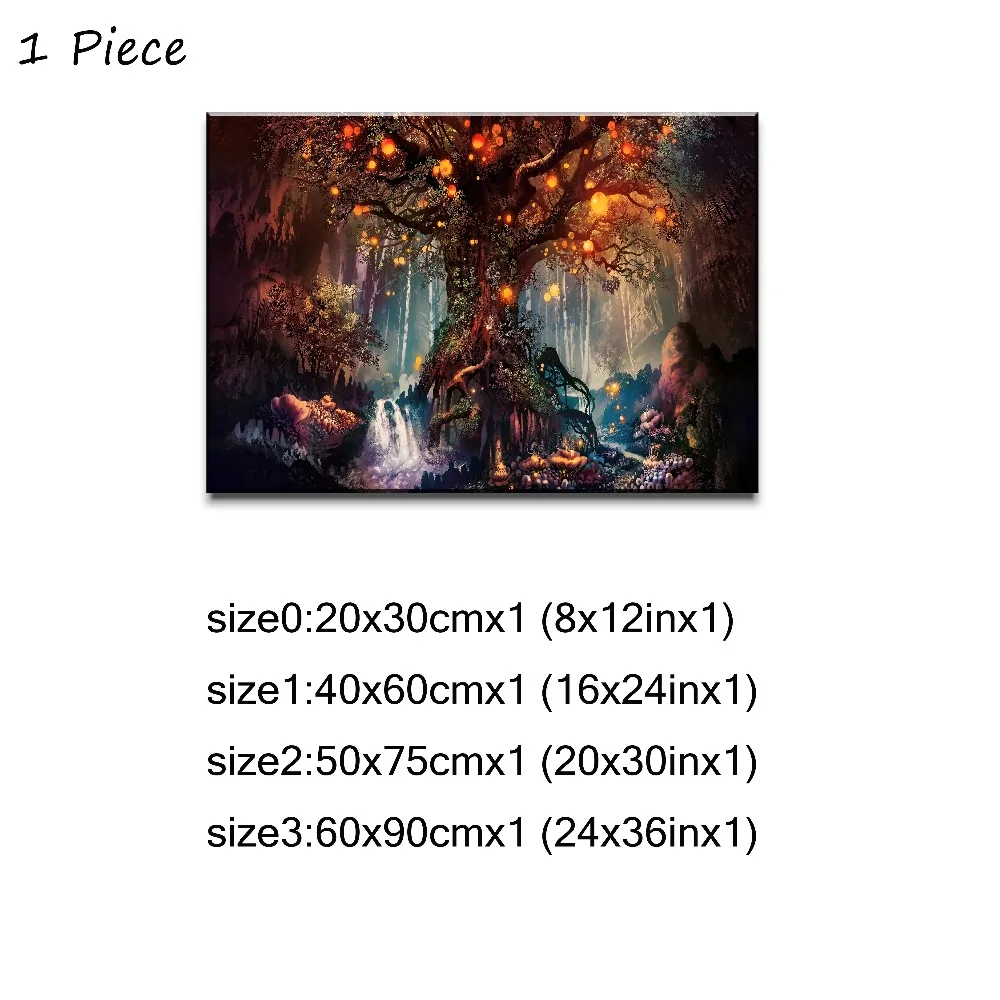5pcs Posters Forest Fantasy Luminous Poster Wall Art Decor Picture Canvas HD Printed Paintings For Living Room Home Decoration (1)