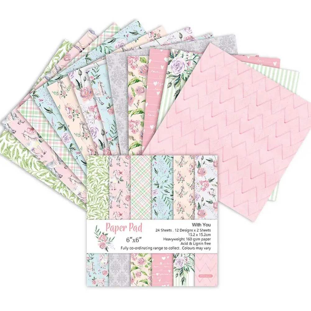 

24 Sheets 6"X6" Spring Flower Blossoms Patterned Paper Scrapbooking Paper Pack Handmade Craft Paper Craft Background Pad