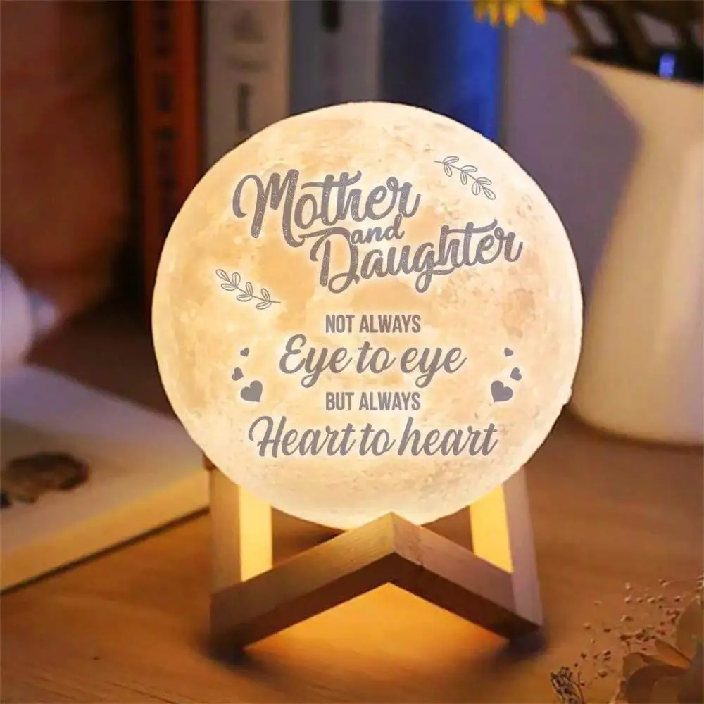 

Photo Custom Personality 3D Print Moon Lamp 2 Colors Change Lunar USB Rechargeable Nightlight Touch Control Moonlight