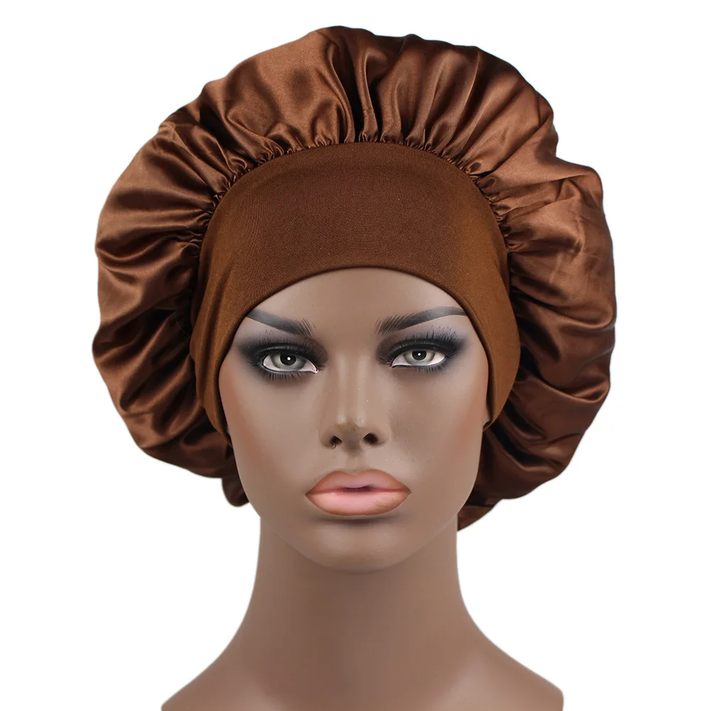 

Solid Women Satin Sleeping Hat Night Sleep Cap Hair Care Bonnet Nightcap For Women Men Unisex Cap Bonnet De Nuit Shower Turban