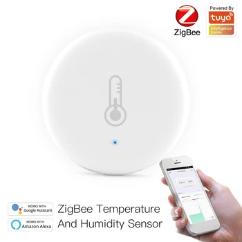 

Uya Smart ZigBee Smart Temperature And Humidity Sensor Battery Powered Security With Tuya Smart Life App Alexa Google Home