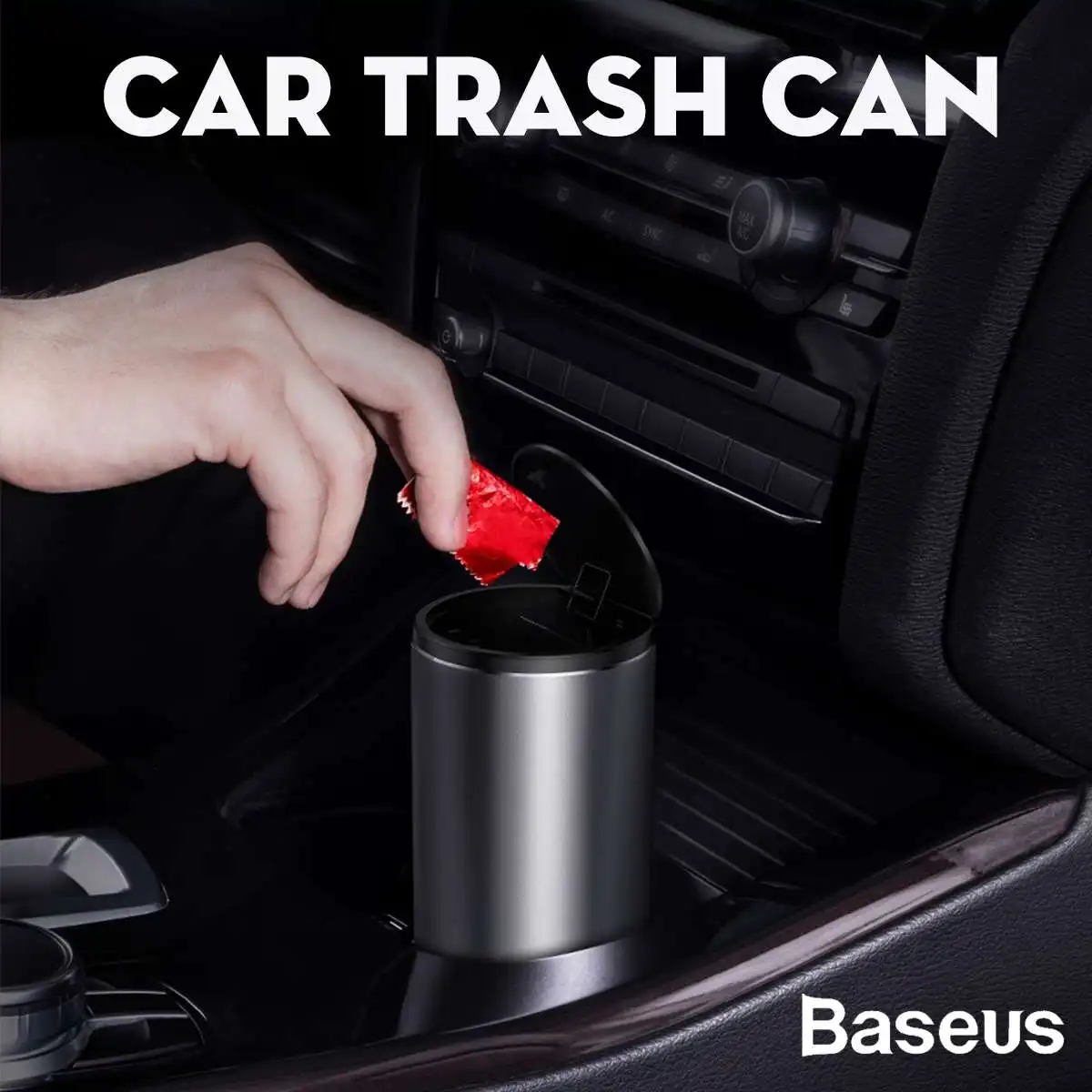 

Baseus Multifunction Alloy Car Trash Can Automobiles Storage Bag Auto Organizer Storage Car Garbage Bin Ashtray Dust Case Holder