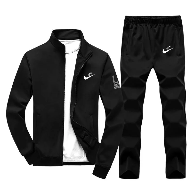 

Men Leisure Sports Suit Korean-style Thin Cashmere Teenager Zip-up Jacket Autumn Two-Piece Set Men'S Wear