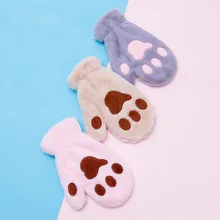 Зимние Детские лыжные перчатки для мальчиков и девочек спортивные ветрозащитные теплые Нескользящие снежные рукавицы удлиненные, на руки лыжные перчатки Милая кошачья лапа