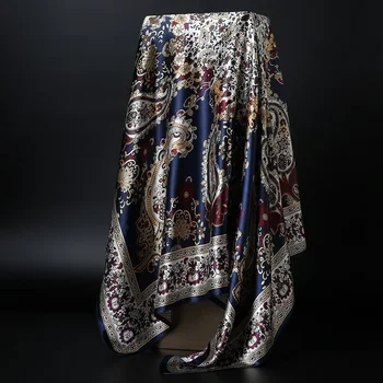 

Fashion Hijab Scarf For Women Square Shawls Satin Silk Hair Scarfs Female 90*90cm Kerchief Bandana Head Neck Scarves For Ladies