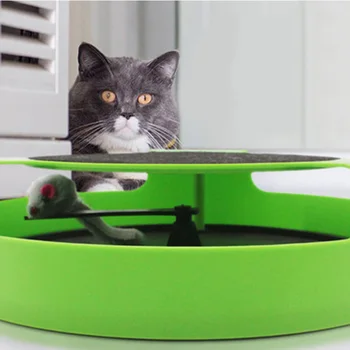 

Pet Automatic Toy Tease Cats Interactive Mouse Running Along The Track Turntable Toy Smart Teasing Cat Stick Crazy Game