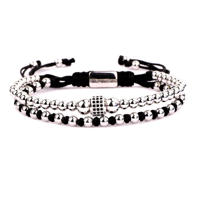 New Design Stainless Steel Beaded Handmade Knot Cute Design CZ Charm Bracelet Jewelry For Men - Image 3