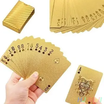 

Geometric Waterproof 24K Gold Foil Poker Playing Cards For Casino Durable