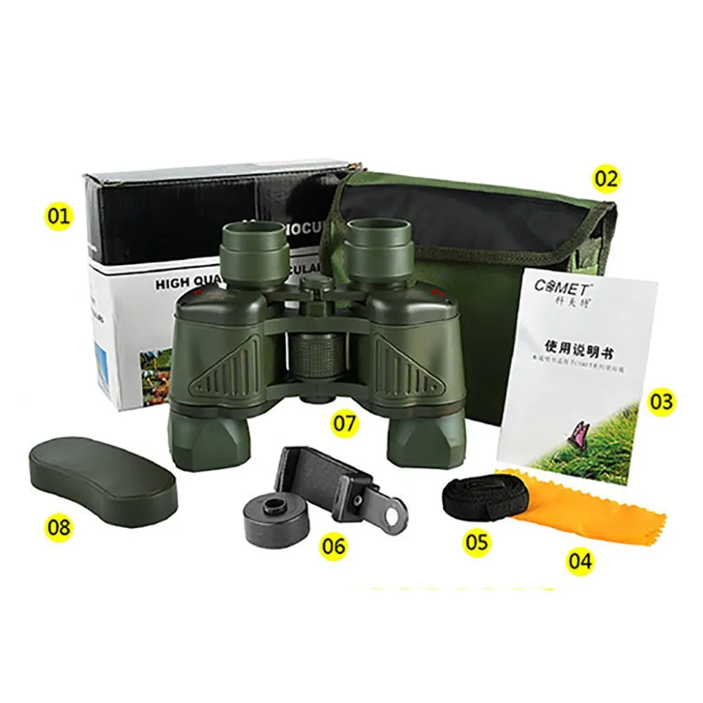 Portable Binoculars 50x50 10KM Wide Angle Outdoor Telescope Waterproof ArmyGreen Military cs real game #2l25 (3)