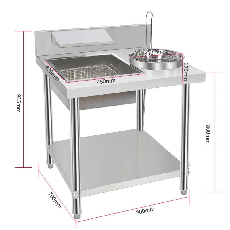 WK-800 Commercial Stainless Steel Breading Table Kitchen Console Fried Chicken Equipment Bakery Burger Shop Restaurant