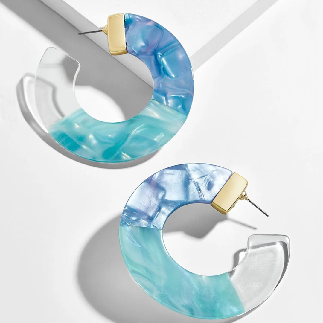 Bohemian Charm Earrings Acrylic Resin Tortoise Shell Color Hoop Earrings For Women Statement Geometric Big Earring Jewelry Gift