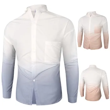 

Men's Casual Long Sleeve New Style Slim Fit 3D Printing Shirt Blouse Top Sleeve Loose Button Up Hip-hop Personality Casual Brand