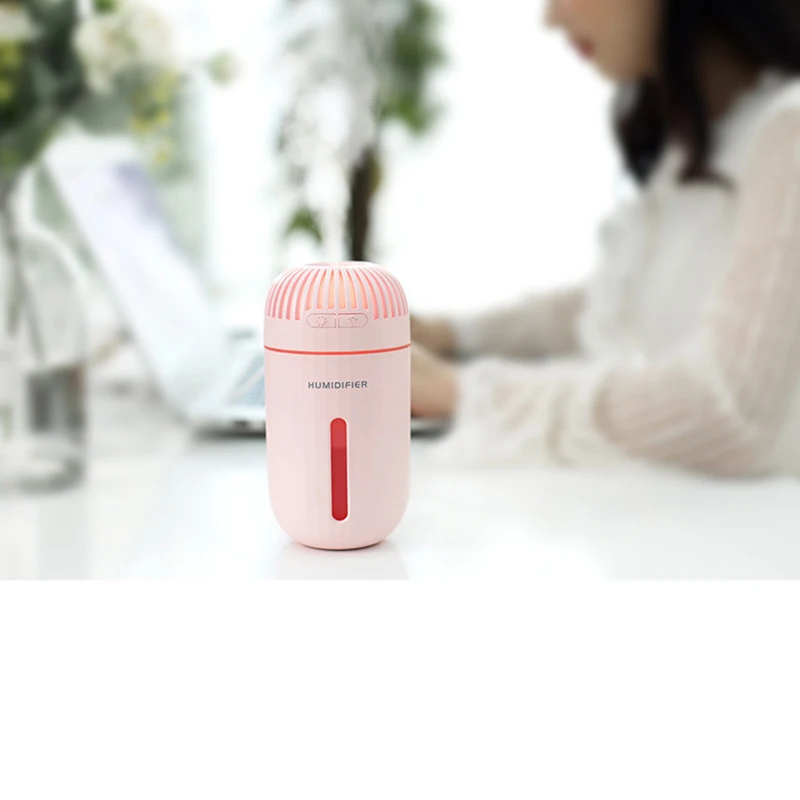 Portable Mini Usb Humidifier,310Ml Ultrasonic Mist Humidifier With 7 Colors Night Light,Lasts Up To 8 Hours For Bedroom Office T