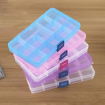 

Detachable Plastic Storage Box15 Grids Jewelry Bead Screw Organizer Container Transparent Powder Button Home Organizer