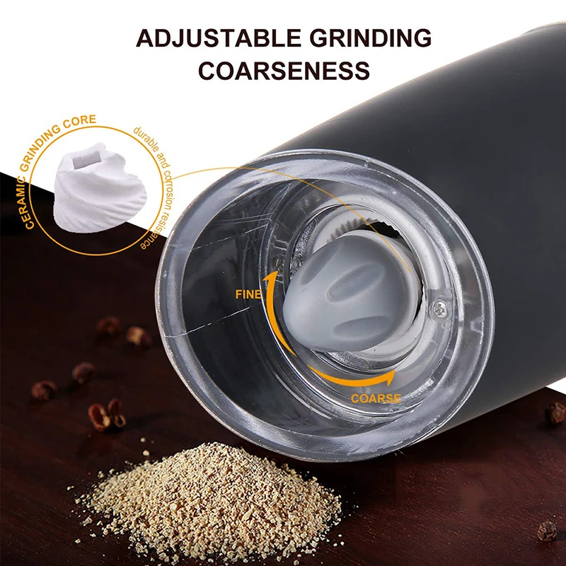 Electric Salt and Pepper Grinder Set,Gravity Control Battery Powered With Blue LED Light, Adjustable Ceramic Coarseness Electric Salt and Pepper Grinder Set,Gravity Control Battery Powered With Blue LED Light, Adjustable Ceramic Coarseness