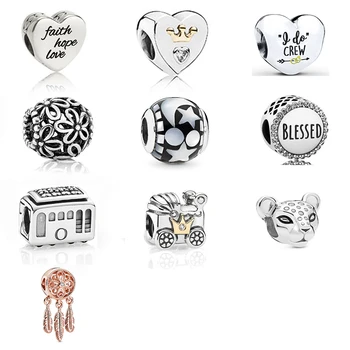 

High Quality New Style 100% S925 Sterling Silver 1: 1 Crown Cable Car Charm With Love For Diy European Female Bracelet Jewelry