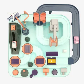 

Currently Available Douyin Hot Selling Macarons Car Checkpoints Adventure Rail Car Toy Children'S Educational for Girls and Boys