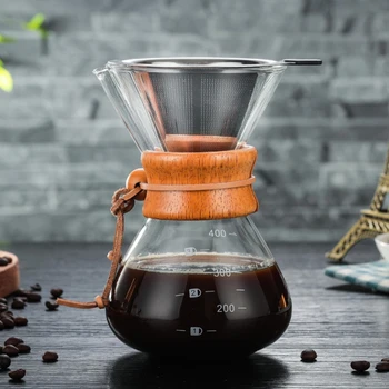 

Ecocoffee High-temperature Resistant Glass 400ML Coffee Pot Barista Coffee Maker Pour Over Coffee Server Tea Percolators