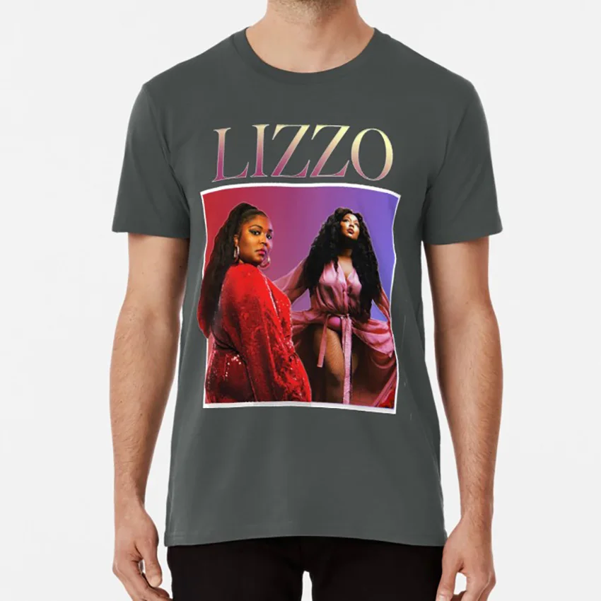 Футболка Lizzo 90's, футболка lizzo cuz i love yoou lizzobangers lizzo merch, футболка 90 s, футболка с отворотом 90s - Цвет: Темно-серый