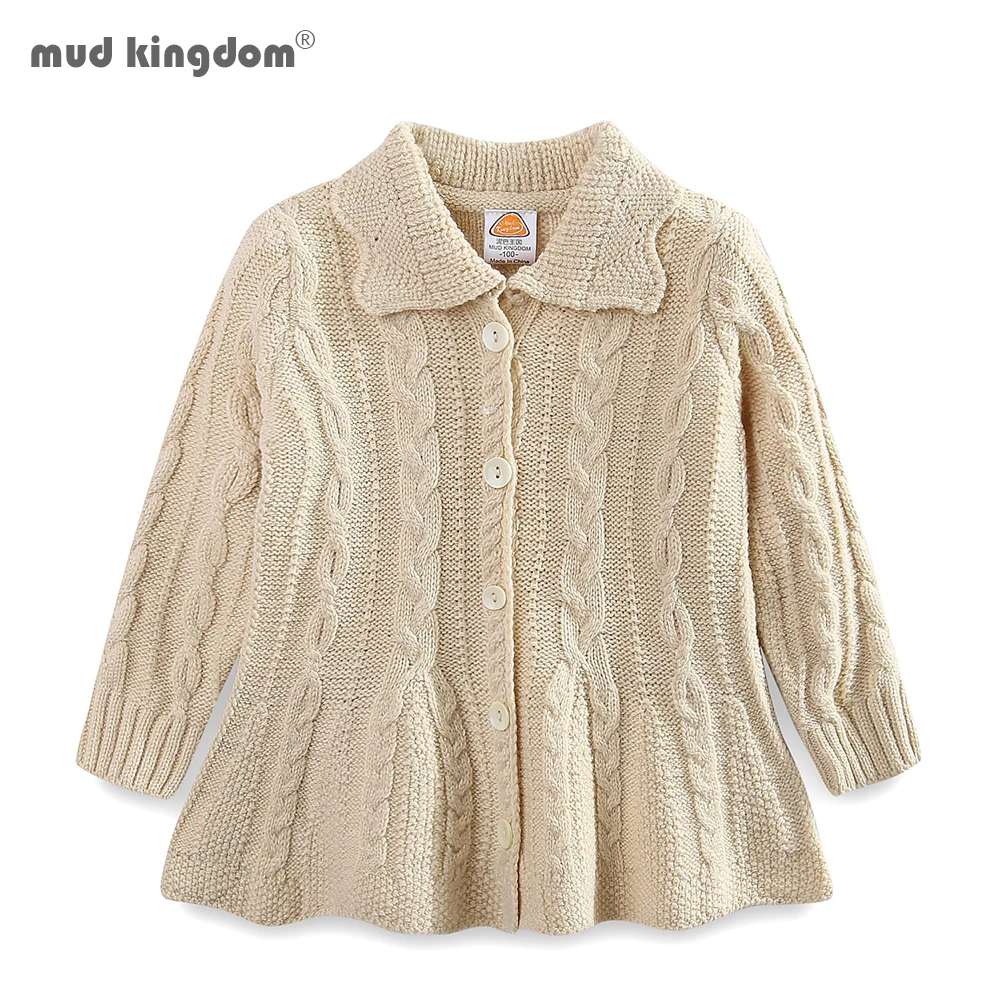 

Mudkingdom Girls Cardigan Sweater Ruffle Button Children Knitted Outerwear Baby Spring Autumn Kids jacket