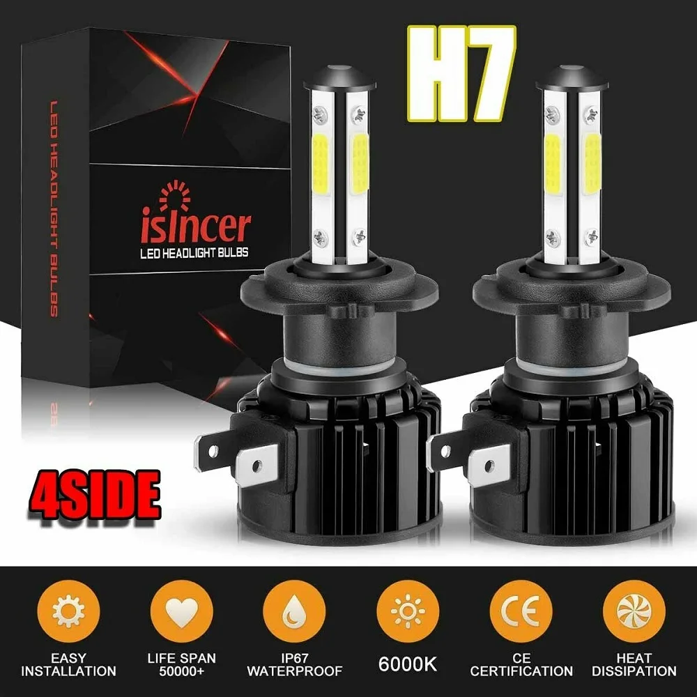 

keechain Led H4 HB3 9005 9006 HB4 H8 H11 H7 led Car Headlight Auto Fog Light Bulb car accessories 12V 6000K 1 Pair