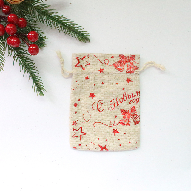 Bird New Year Bag Jewelry Sachet Packing Organizer Christmas Pouches 10Pcs/Lot Santa Gift Drawstring Bag Can Print Logo