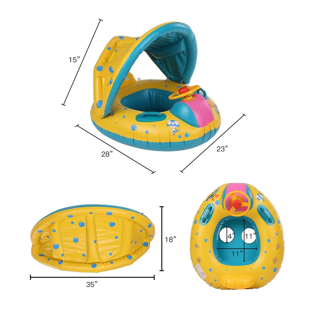 Nflatable мягкий детский плавательный круг бассейн поплавок лодка всадник со съемным козырьком от солнца тент игрушка для младенцев Малыш Дети