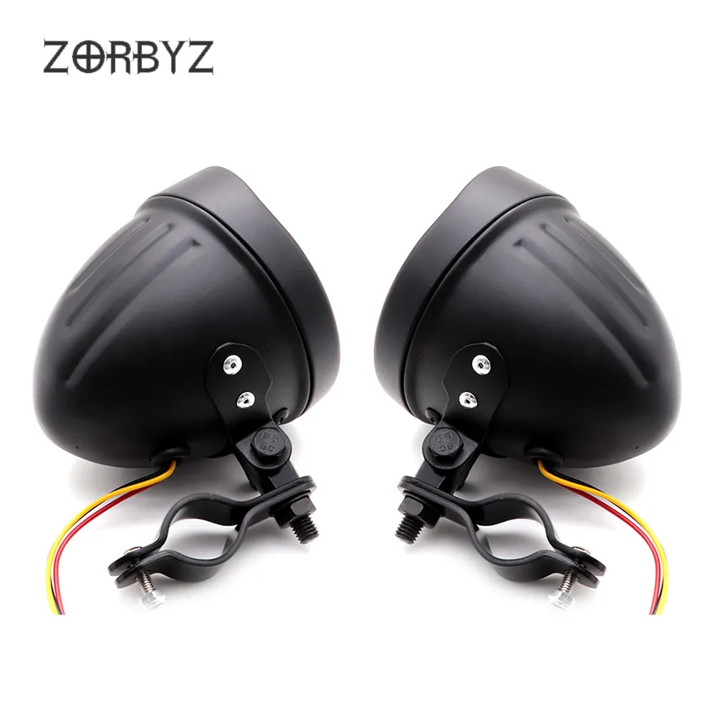 ZORBYZ мотоцикл 1 пара черный ретро металлический противотуманный светильник с рулонной клеткой защита бар трубка кронштейн зажим для Harley Yamaha на заказ
