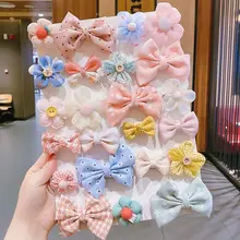 

8Pcs Cute Bows Flower Printe Hair Clips For Girls Kids Princess Sweet Hairpin Headdress Fashion Baby Hair Accessories