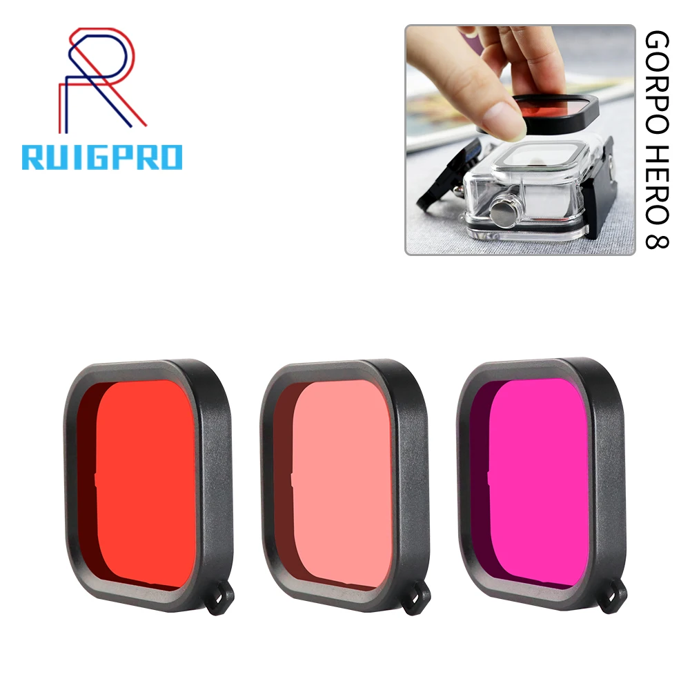 

3-Pack Filters Kit Red Magenta Snorkel Lens Color Filter for GoPro HERO 8 Black Super Suit Housing Case Accessories