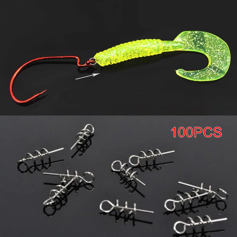 

Hooks 100Pcs Fishing Hook Terminal Tackle Lure Lock Fixed Baits Soft Sporting Goods