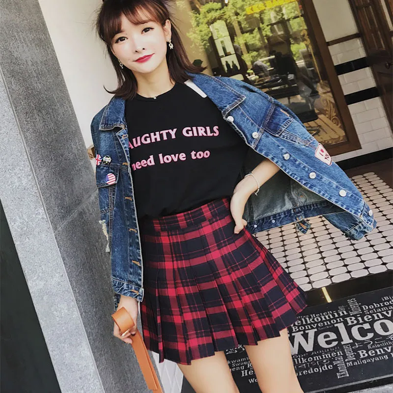 Harajuku Schoolgirl Plaid Pleated Skirts Women Summer 2019 Kpoo Ulzzang Sexy  High Waist Mini Skirt Girl Tumblr|Skirts| - AliExpress