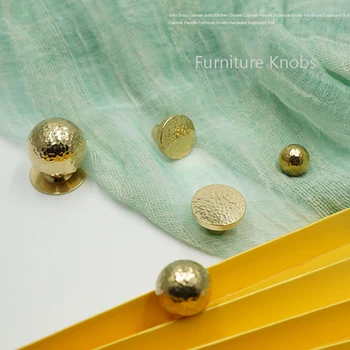 

Handmade/Gold Solid Brass Round Cabinet Door Knobs and Handles Furnitures Cupboard Wardrobe Drawer Pull Handles