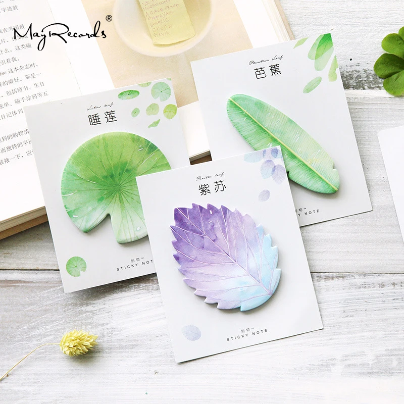 

6 Styles Cute Kawaii Natural Plant Leaf Sticky Note Memo Pad Office Planner Sticker Paper Stationery School Supplies