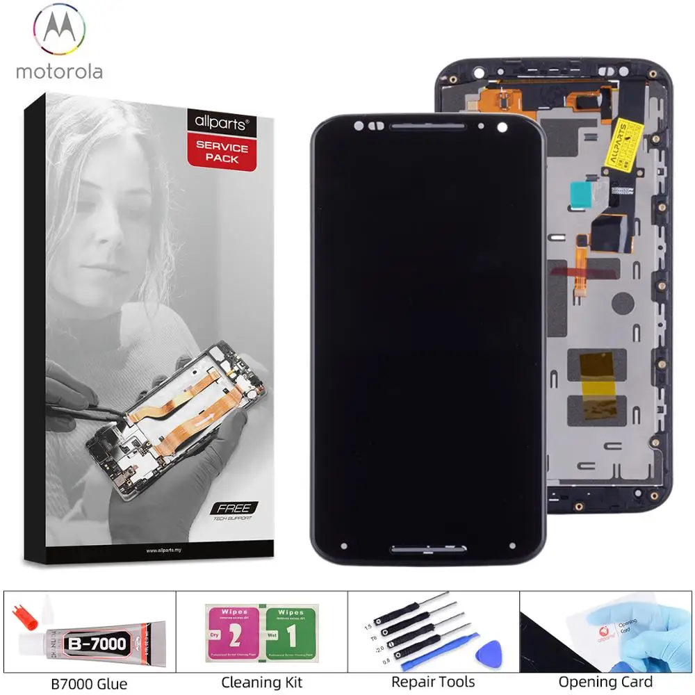 Скидка AMOLED Дисплей для Motorola Moto X2 LCD в сборе с тачскрином на рамке Оригинал черный белый