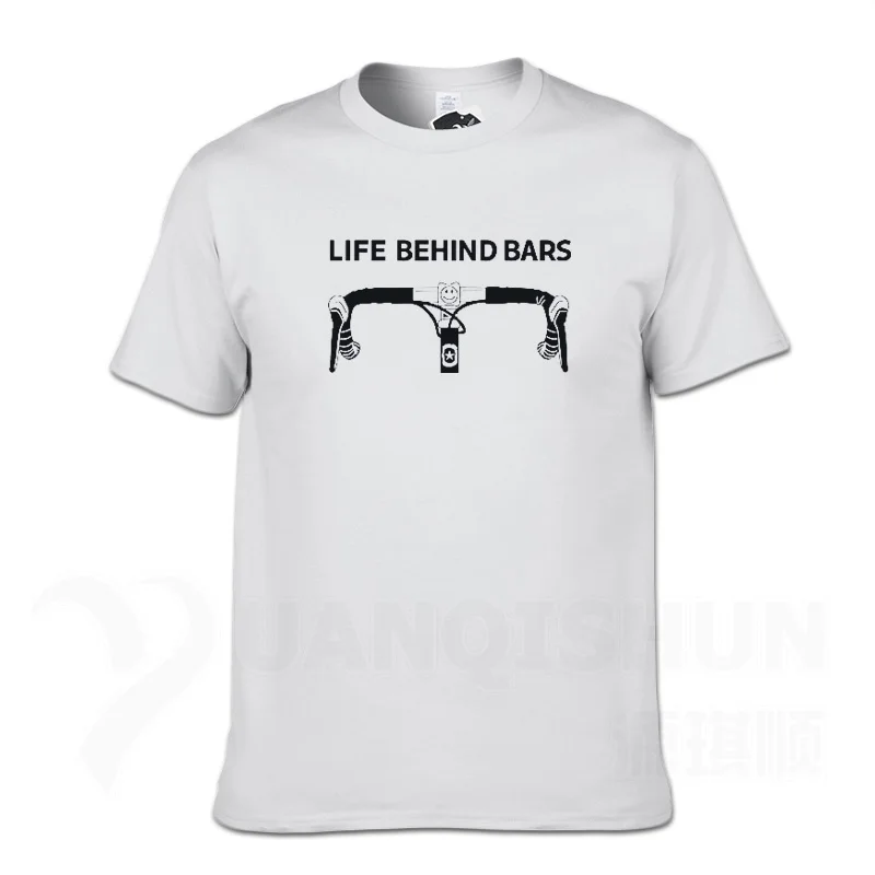 White 1 Забавная футболка с надписью «Life Behind Bars» для велосипеда, триатлона, велоспорта, горного велосипеда, 16 цветов, хлопковые модные дизайнерские мужские футболки - Цвет: White 1