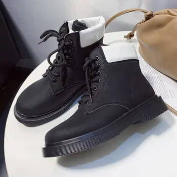 

Autumn Women Boots White Gothic Shoes Lace up Plush Short Boots 2020 Winter Women Fashion Warm Plush Ankle Boots