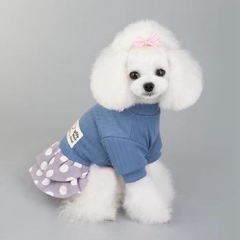 

Pet Dog Dress Soft Comfortable Cotton Material Breathable and Durable Cute Smiling Face Dot Pattern Printed Dog Princess Dress