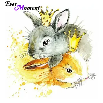 

Ever Moment Painting By Diamonds Art Kits Cute Rabbits Mosaic Embroidery Full Square Resin Drills Child DIY Craft Hobbies 4Y647