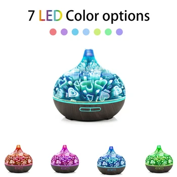 

Essential Oil Diffusers 3D Glass Aromatherapy, 400ML Aroma Humidifier, 7 Color Changing Night Light ,Adjustable Mist Mode Quiet