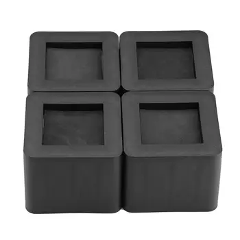 

4pcs Square Protecting Furniture Lift Blocks Leg Feet Furniture Risers for Table Wood Floor Bed Chair (Black)
