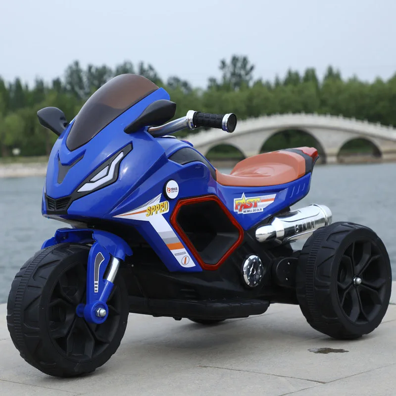 Детский Электрический мотоцикл спрей краска большой трехколесный пульт дистанционного управления открытый езда мальчик подарок W батарея автомобиль электрический автомобиль