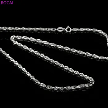 

BOCAI s925 sterling Silver Necklace 2020 new fashion Thai silver men's angular necklace popular simple pure silver necklace
