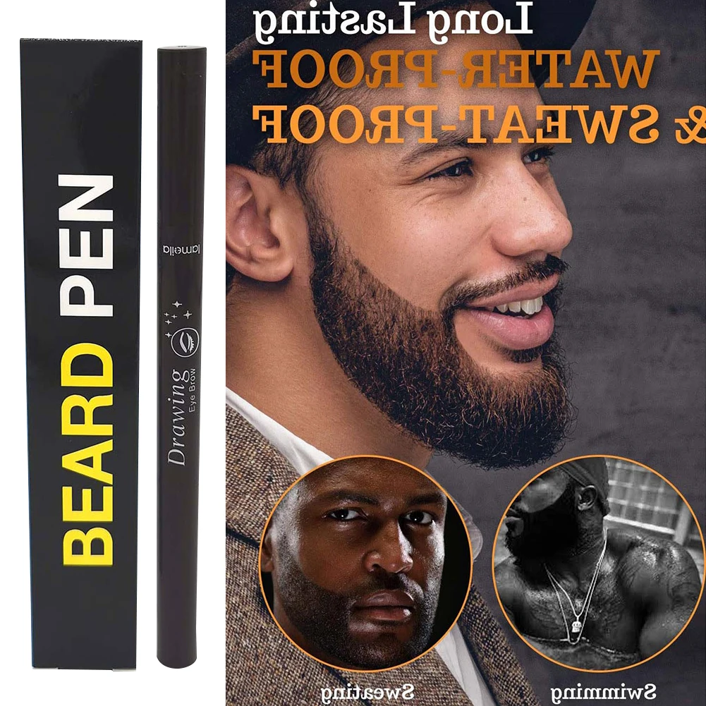 De los hombres de moda barba pluma potenciador de barba impermeable bigote para colorear herramientas de modelado de la contra la pérdida del pelo Facial bigotes estilo pluma