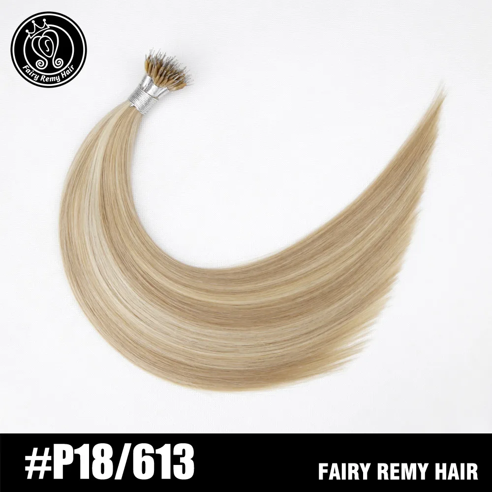 Фея Волосы remy 0,8 г/локон 18 дюймов, Remy настоящие нано кольцо ссылки Пряди человеческих волос для наращивания эффектом деграде(переход от темного к Цвет# T6/16 прямые волосы на микро-бусины заколки для волос 40g - Color: #P18/613