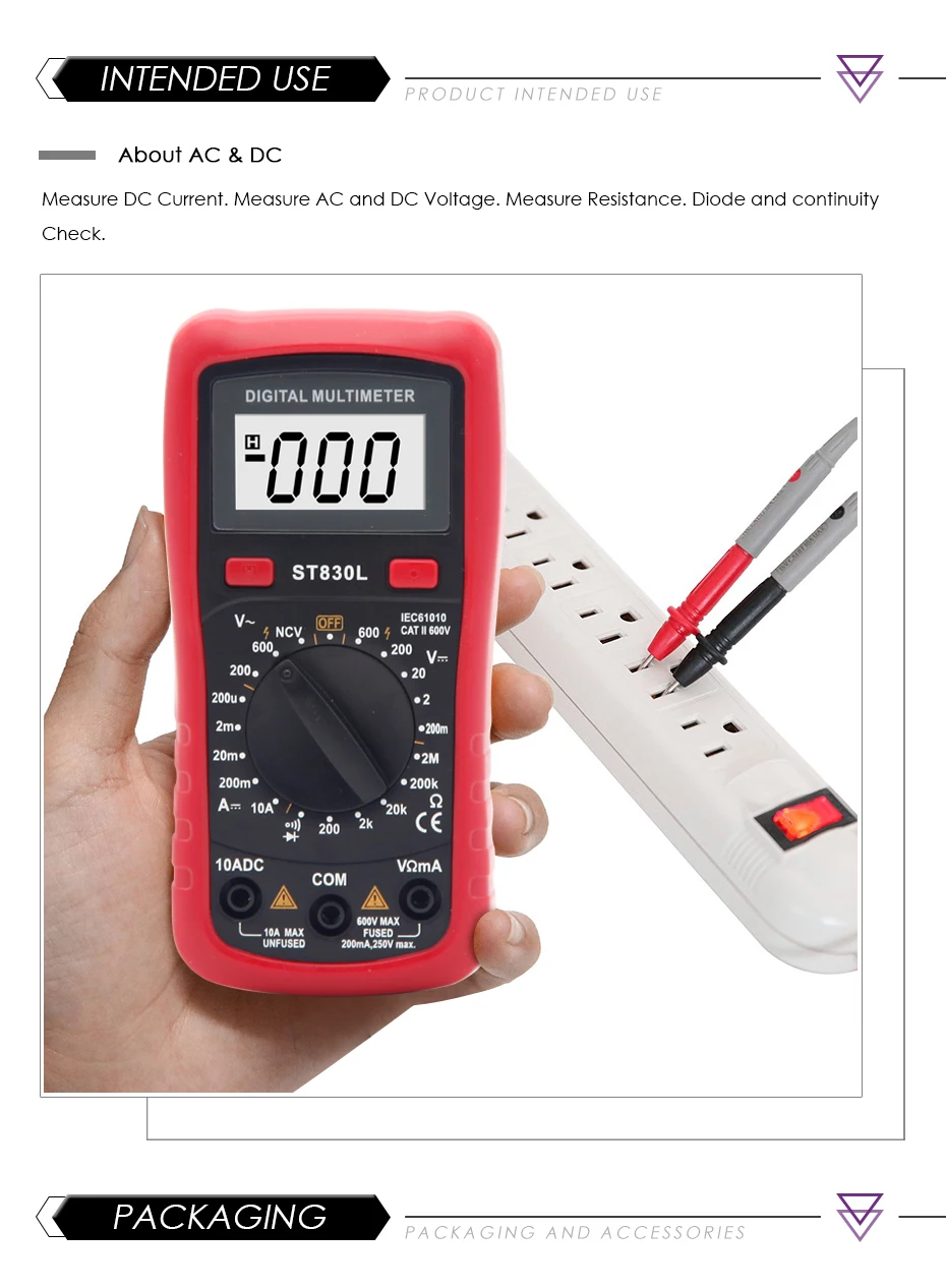 Nicetymeter ST830L Профессиональный мини размер ладони DIY цифровой мультиметр постоянного тока Измерение сопротивления мультиметр lo z temp